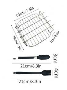 Stainless Steel Air Fryer Rack, Polished Surface - Double Layer Grill And Steam Rack, Suitable For Oven, Microwave Baking - Multifunctional Kitchen Accessories For Cooking And Grilling, Stainless Steel Air Fryer Accessories, Double Layer Rack And Skewer, Multipurpose Grilling And Baking Tools, Dishwasher Friendly, Compatible With Most Air Fryers