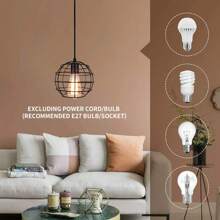 Oval Birdcage Lampshade Retro Industrial Black Creative Metal Wire Cage Diy Decorative Ceiling Lighting Suitable For Bedroom, Dining Room, Living Room, Kitchen Island E27 With Lamp Holder Accessories (Excluding Bulb/Socket) Only 1 Lampshade ≈18cm/7.09inch Gifts Birthday Graduation