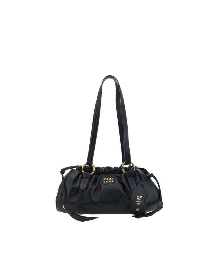 Leather Joie Shoulder Bag With Drawstring And Snap Closure