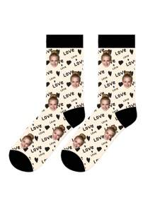 Face Socks 1 Pair Of Customized Face Women's Mid Tube Socks, Put Any Face On Socks, Personalized Socks For With Photos, Interesting Customized Picture Pairs With Medium To Long Socks, Suitable For Valentine's Day - Multicolor - View 5