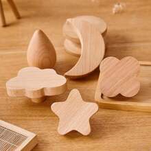 4 Pieces Wooden Cloud Shaped Dresser Handles With Two Different Sizes Of Screws For Cabinets, Furniture, Drawers