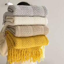 1 件北欧风格针织毯、沙发毯、午睡毯、办公室午睡毯、装饰床尾毯