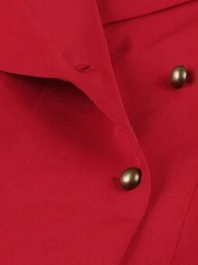 Vintage Victory Gothic Blazer Jacket With Lace Ruffle Hem And Lace Up Corset Back - Đỏ - Xem 9