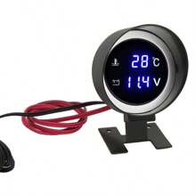 2 Em 1 Medidor Digital De Temperatura De Água Voltímetro Led Sensor Tubo De Junta Carro De Motocicleta - Preto - Visão 6