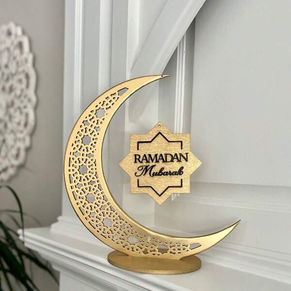 1 Set, Festival Decor, Festival Decoration, Festival Moon Festival Sign Festival Kareem Festival Moon Islamic Wall Decor Islamic Wooden Sign Gifts Birthday Graduation