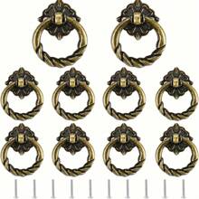 10pcs Antique Brass Cabinet Pulls - 1.18" Rustic Knotted Drawer Knobs With Screws, Vintage Round Handles For Dresser & Furniture Restoration