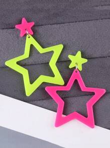 1 Pair Fashionable Hollow Five-Pointed Star Acrylic Simple Style Earrings For Women - Fluorescent Hollow Stars - View 18