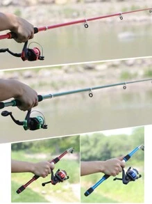 Set completo de caña de pescar telescópica con carrete giratorio, señuelos, anzuelos y accesorios de pesca para viaje