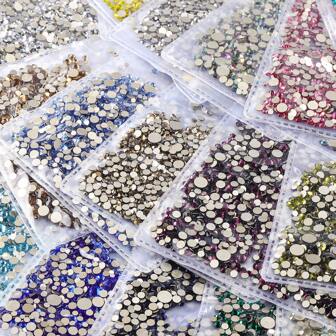 1440pcs Assorted SS3-SS20 Golden Bottom Flat Back Glass Rhinestones, DIY Nail Art & Jewelry Decorations