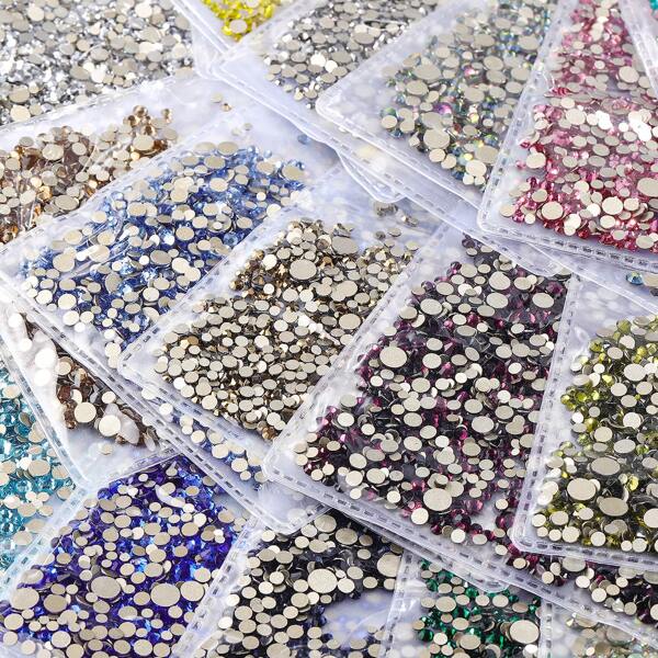 1440pcs Assorted SS3-SS20 Golden Bottom Flat Back Glass Rhinestones, DIY Nail Art & Jewelry Decorations