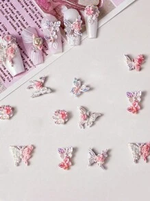 10PCS Super Beautiful Nail Accessories, Rose And Butterfly Style Nail Accessories, Super Beautiful Nail Accessories