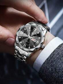 NARY ساعة كاجوال رجالية كوارتز ، مقاومة للماء، جدول، سوار فولاذي، مناسبة للزينة اليومية وكهدايا المناسبات