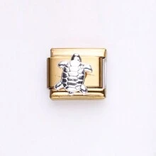 1件銀色與金色調義式吊墜，3D水鑽心形皇冠蝴蝶結美人魚海龜愛心吊飾，奢華浪漫DIY珠寶配件 - 義大利模組 - 查看 15