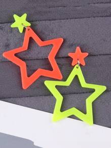 1 Pair Fashionable Hollow Five-Pointed Star Acrylic Simple Style Earrings For Women - Fluorescent Hollow Stars - View 15