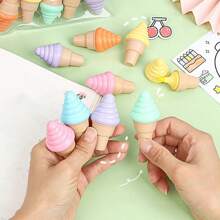 6 sztuk kreatywnych fluorescencyjnych markerów w kształcie lodów z kreskówek, przenośne mini zakreślacze, długopisy w kształcie lodów, odpowiednie dla uczniów, na powrót do szkoły, artykuły szkolne, urocze artykuły papiernicze, kolorowe pismo, uroczy zestaw artykułów szkolnych, prezenty urodzinowe/święta.