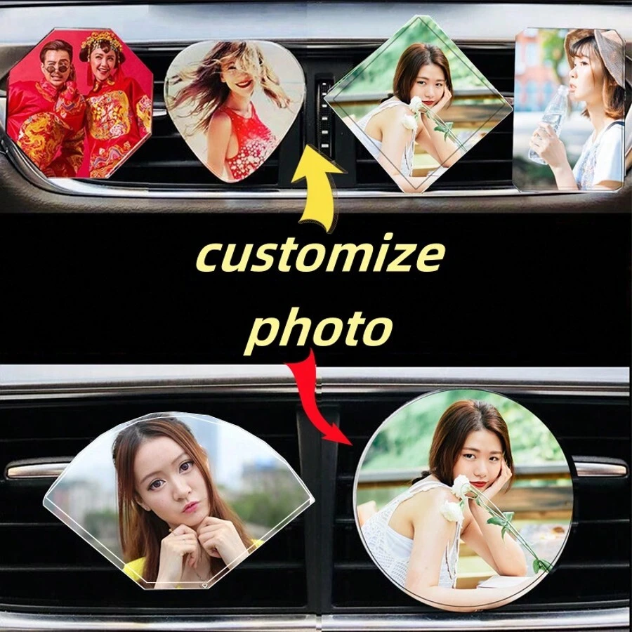定制 DIY 您的照片/徽标汽车装饰通风口香水，亚克力照片/图像香水架
