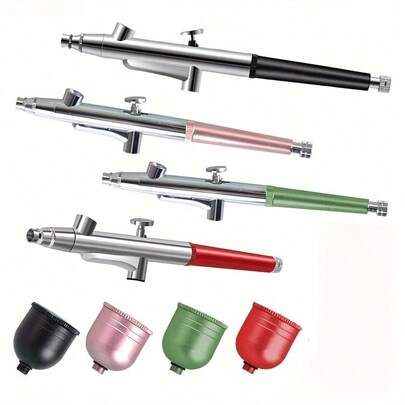 Portable Air Compressor Spray Gun, 1 Set With A 0.3mm Single-Action Spray Gun Head, Comes With A 5CC Metal Cup, Suitable For Models, Cake Art, Nail Art, And Handcrafted Cake Spraying, Compatible With Most Spray Gun Compressors (Compressor Not Included)