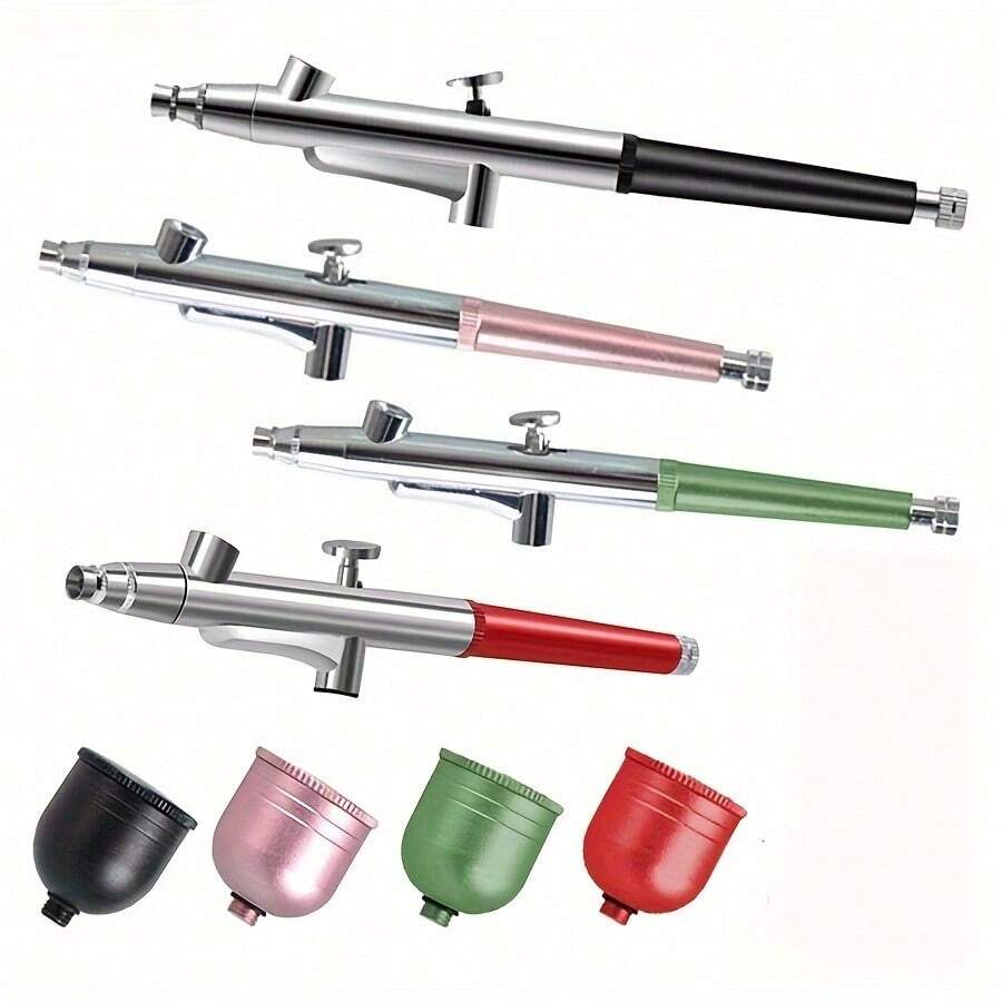 Portable Air Compressor Spray Gun, 1 Set With A 0.3mm Single-Action Spray Gun Head, Comes With A 5CC Metal Cup, Suitable For Models, Cake Art, Nail Art, And Handcrafted Cake Spraying, Compatible With Most Spray Gun Compressors (Compressor Not Included) - Multicolor - View 1