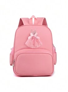 1 pieza Mochila multifuncional de gran capacidad con bordado personalizado, falda estilo vestido lindo, adecuada para niñas, estudiantes de primaria y secundaria, para baile latino, viajes al aire libre, fiestas, uso diario, y como regalo exclusivo de días festivos para familia y amigos