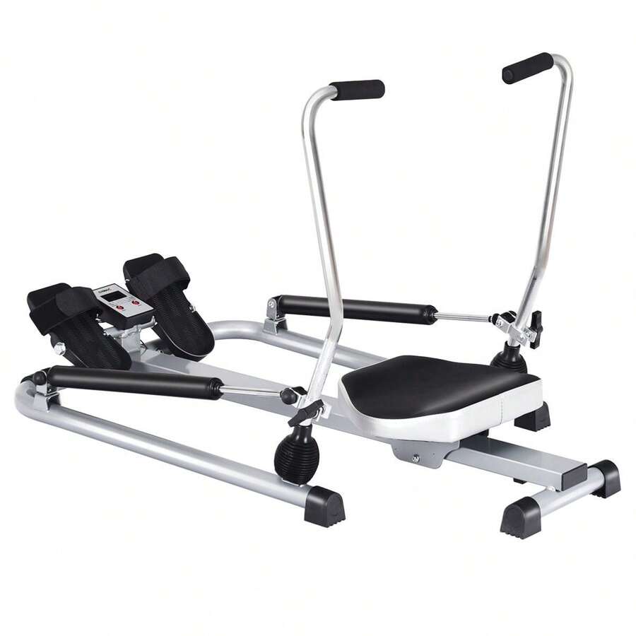 Homasis Exercise Rowing Machine Rower W/Adjustable Double Hydraulic Resistance Home Gym - Silver and Black - View 1