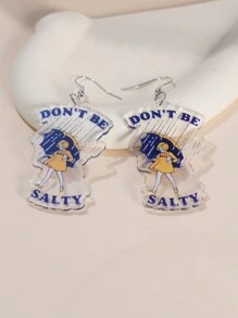 1 Coppia di orecchini unici e divertenti per adulti, orecchini pendenti e a goccia in plexiglass trasparente con scritta "Non essere salato", regalo originale e carino per Capodanno