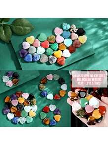 1/5/10 piezas de Cristales con forma de corazón - Gemas naturales pulidas para Reiki, meditación y equilibrio energético - Surtido de cuarzo rosa y amatista adecuado para múltiples escenarios como iluminación espiritual, oración, regalos, regalos de cumpleaños, accesorios decorativos, etc., Navidad