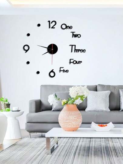 DIY Glow In The Dark Wand Clock, Creative Letter Sticker ative Functional Living Room, Bedroom, Dining Bar, Easy Installation Home Room view 2