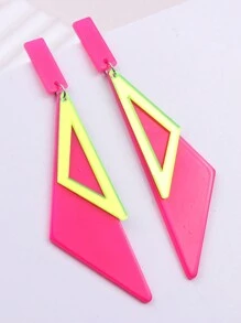 1 Cặp bông tai tam giác hình học hai lớp màu neon thời trang dành cho nữ - tam giác đôi huỳnh quang - Xem 11