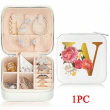 Black 26 Letter Printed White Travel Jewelry Box Jewelry Travel Storage Bag Small Jewelry Box Bridesmaid Gift Box Mini Storage Box