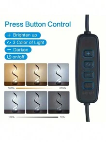 1pc Spiral Desk Lamp, 3 Color Temperature, Stepless Dimming, USB Powered, Suitable For Office, Bedroom, Living Room Decor, Gift For Friends, Easy To Use Via USB Connection