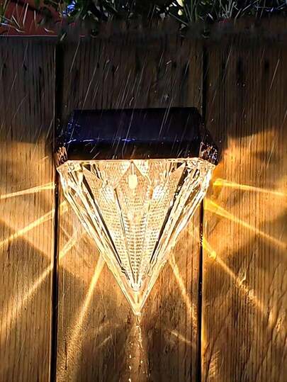 4pcs/2pcs Solar Diamond Fence Lights, Solar Deck Lights Outdoor Solar Lights Decorative Fence Lights, Powered Solar Wall Lights Outdoor Rear Lights, Deck, Courtyard, Stairs, Gardens, Steps, Fences, Yards And Paths Outdoor Corridor Decorative Lights