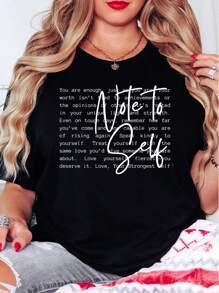Oversized Style For Women, Note To Self Shirt, Mental Health Shirt, Positive Inspirational Quotes, Dear Person Behind Me, Love Yourself, Loose Type Shirt For Women, Perfect For Holiday Parties Or Gift Giving, Soft And Comfortable - Black - View 2