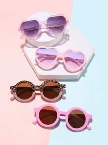 4 件装糖果心形镜框和圆框时尚眼镜，适合 4-10 岁男孩和女孩，适合节日出游 - 查看 1