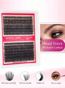 280 片蓬松睫毛簇，40D+60D 浓密睫毛，8-16 毫米细单根睫毛，D 卷睫毛延长套件，适合初学者 - 黑色 - 查看 12