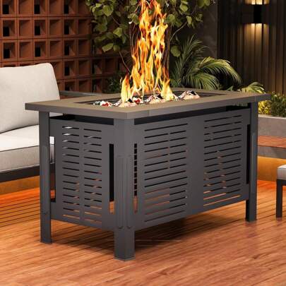  YODOLLA Fire Pit, Metal Fire Pit For Outdoor BBQ,Firepit Stove With Table Cover For Garden,Outdoor Wood Heaters & Firepits