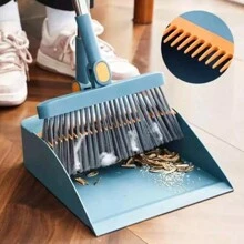 Long Handled Dustpan And Brush Set Strong Metal Handle Dust Pan & Broom Sweeper - Blue - View 8