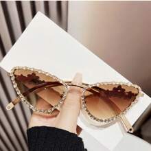 新款猫眼钻石时尚眼镜个性化全金属几何三角形手工星形钻石眼镜