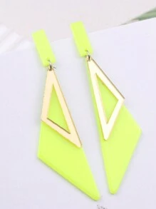 1 Cặp bông tai tam giác hình học hai lớp màu neon thời trang dành cho nữ - tam giác đôi huỳnh quang - Xem 3