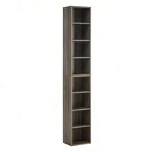 8-Tier Media Tower Rack, CD DVD Slim Storage Cabinet With Adjustable Shelves, Tall Narrow Bookcase Display Bookshelf For Home Office,Multi-Functional Double-Decker Bookcase