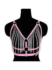 Dây đeo thân bằng da kiểu Gothic có thể điều chỉnh, phụ kiện dây đeo ngực cho tiệc tùng và câu lạc bộ. - A - Xem 4