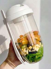 1pc New Salad Mixer, Oatmeal Cups With Spoon And Lid, Low-Fat Milk And Yogurt Cups, Portable Diet Cups, Portable Breakfast Cups