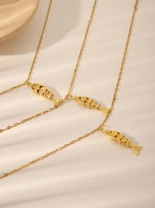 1 件独特设计高端创意项链，18K 镀金不锈钢锦鲤鱼吊坠项链，带 3D 可移动鱼，适合男女，日常佩戴或送礼