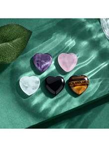 1/5/10 piezas de Cristales con forma de corazón - Gemas naturales pulidas para Reiki, meditación y equilibrio energético - Surtido de cuarzo rosa y amatista adecuado para múltiples escenarios como iluminación espiritual, oración, regalos, regalos de cumpleaños, accesorios decorativos, etc., Navidad