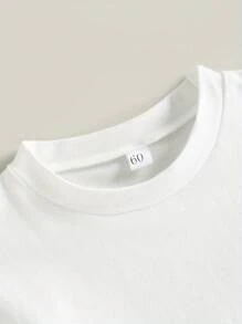 Unisex Baby Boy Girl T Shirt Romper Solid Color Short Sleeve Bubble  Oversized Crewneck Bodysuit Top - 白色 - 查看 3