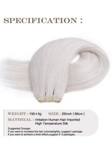 Synthetic Fiber Hair White Highlighted Sew In Hair Extensions High-Quality Japanese Silk Hair Weft 26 Inch 150g Sew In Weft Hair Extensions Weaving Hair For Women Girls Daily,Fashion Party ,Y2k ,Music Festival Various Occasions All Seasons - Multicolor - View 4