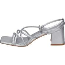 POLKA | Sandales à talons à pois pour femme - Sandales argentées pour événements - Élégantes sandales à boucle - Talon à lanières argenté - Talon moyen confortable - Haute qualité - Mariage - Style 214 - Argent - Voir 4
