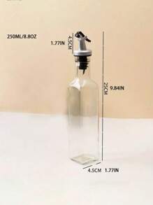 1 pieza Dispensador de aliños de vidrio de 250ml/500ml, Dispensador de aceite de oliva/salsa de soja, Botella de vinagre, Frasco para almacenar condimentos de cocina, Dispensador de aceite para cocinar, hornear, ensaladas, a la parrilla, Botella de vidrio con tapa dorada, Utensilios de cocina