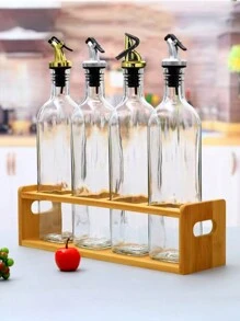 1 pieza Dispensador de aliños de vidrio de 250ml/500ml, Dispensador de aceite de oliva/salsa de soja, Botella de vinagre, Frasco para almacenar condimentos de cocina, Dispensador de aceite para cocinar, hornear, ensaladas, a la parrilla, Botella de vidrio con tapa dorada, Utensilios de cocina