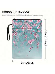 Back To School - Chic Floral Print Zip Book Cover With Handle, Polyester, Floral Notebook And Textbook Cover, Protective Carrying Case For Women And Teens, Book Lover Gift, Fits 11.8" X 9" Books - 1 Piece, School Supplies