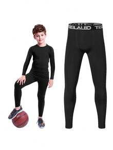 HOPLYNN 3pcs/Pack Teenage Boys' Compression Pants, Tight Leggings, Sports Base Layer Tights, Football Sports Gear - Multicolor - View 4